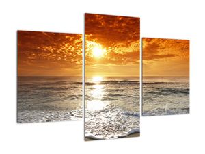 Slika - pješčana obala pri zalasku sunca