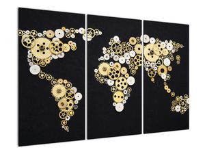 Karta svijeta iz zupčanika - slika na zidu