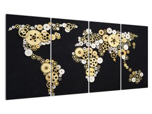 Karta svijeta iz zupčanika - slika na zidu